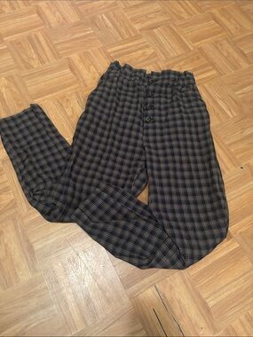 Pull&Bear Black and Brown Plaid Jogger Pants with pockets